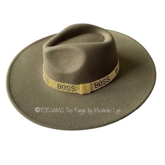 HAT Red Underside Brim/Gold Sparkle BOSS Band Olive Hat 2 Color Hat Fedora - Picture 7 of 7